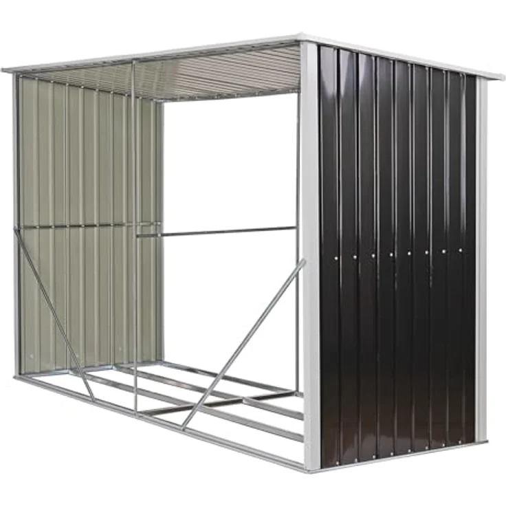 DEMA Kaminholzregal Stockholm 303x120x190 cm, wetterfestes Brennholzregal mit Pultdach, Metallkonstruktion in Anthrazit Grau, optimale Belüftung für Garten und Außenbereich – Bild 3