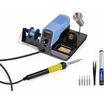 Stagecaptain Lötstation - Lötkolben Set bis 480 °C - extrem kurze Aufheizzeit - Lötzinnhalter - Leistung: 30 W - Entlötpumpe - Feinlötkolben mit Pinzette, 5 Lötspitzen, Lötzinn & Reiniger