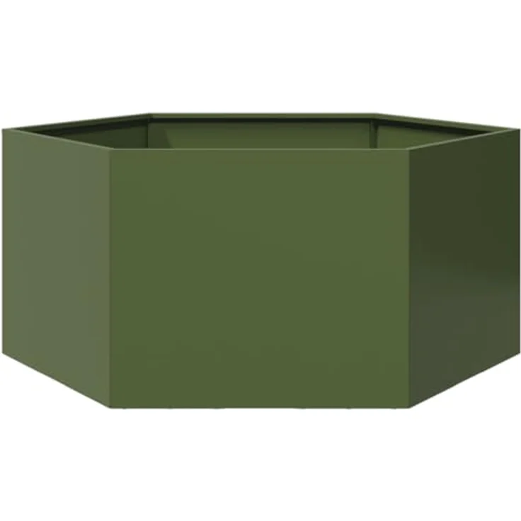 vidaXL Pflanzkübel Olivgrün Sechseckig 104x90x45 Stahl - Witterungsbeständiger Gartenkübel mit viel Platz – Bild 1