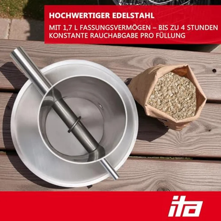 ITA Premium Kaltrauchgenerator, Edelstahl Raucherzeuger für Smoker, Set mit elektrischer Pumpe, 30 cm, ideal zum Kalträuchern von Fisch, Fleisch, Käse – Bild 5
