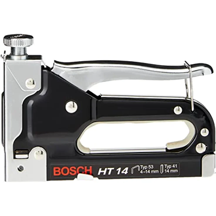 BOSCH Hammertacker Handtacker HT 14, Allroundtacker in robuster Ganzstahlausführung, gepolsterte Griffmulde, schwarz - Preisvergleich – Bild 2