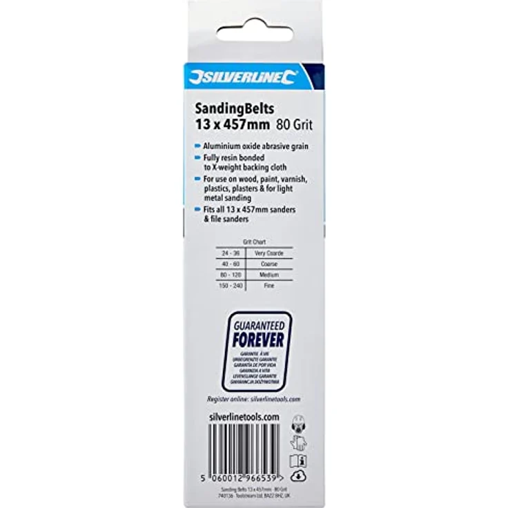 Silverline 740136 Schleifbänder, 13 x 457 mm, 5er-Pckg. 80er-Körnung – Bild 5