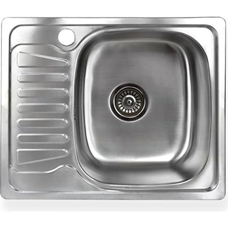 Stabilo Sanitär Küchenspüle, Alfa 2R, 58/18 cm, Edelstahl, rechteckig mit Ablage und Zubehör