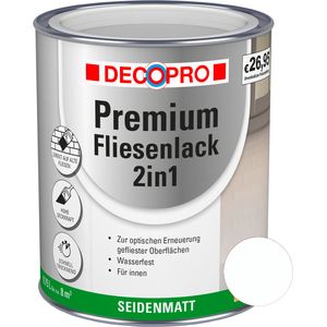 Bild für DECOPRO Fliesenlack 2in1 Weiß Seidenmatt 750 ml – Grund- & Decklack