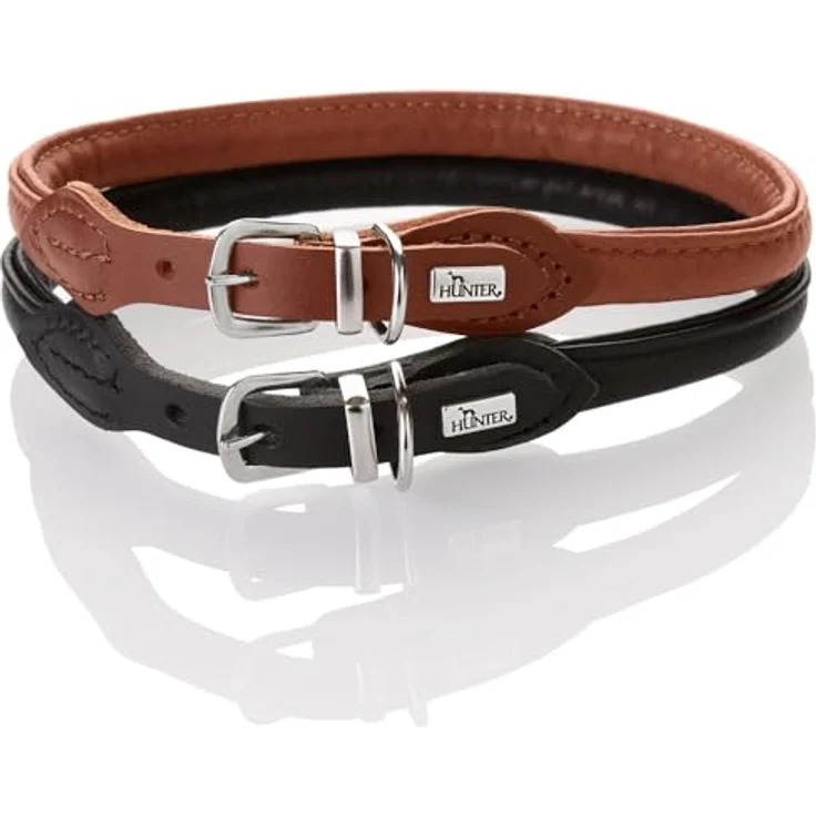 Hunter Tierbedarf Hunde-Halsband Round & Soft Canadian Up cognac - Premiumleder, Made in Germany, fellschonend, formbeständig – Bild 5