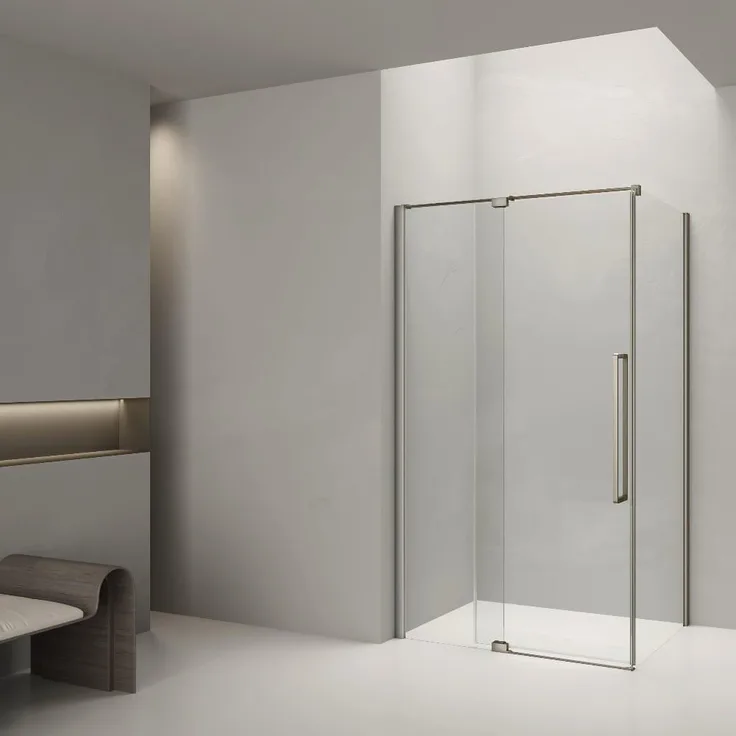 STANO Duschwand MAASTRICHT CUADRA, Schiebetür 8 mm Glas, Gun Metal, verstellbar 80-130 cm