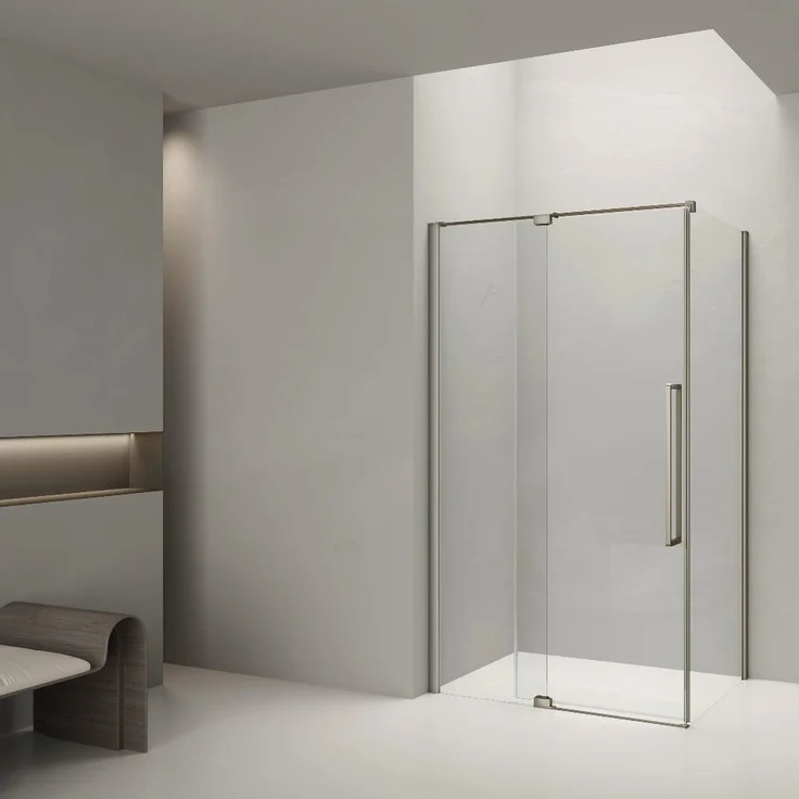 STANO Duschwand MAASTRICHT CUADRA, Schiebetür 8 mm Glas, Gun Metal, verstellbar 80-130 cm