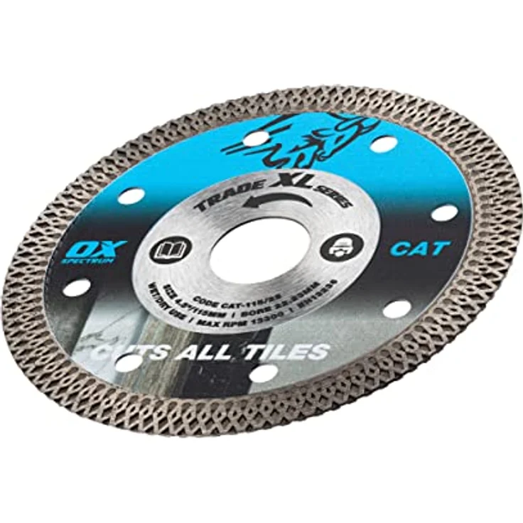 OX Tools Trade XL Diamantklinge für alle Fliesen, Nass- und Trockenschnitt, Mesh-Segment, 115 mm Winkelschleifer kompatibel – Bild 3