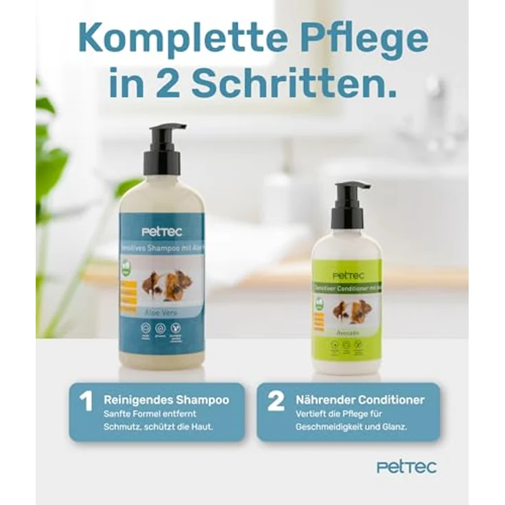 PetTec Hundeshampoo Aloe Vera, 500 ml, ph-neutral, vegan, allergenfrei, für alle Hunde und Katzen, Made in Germany – Bild 6