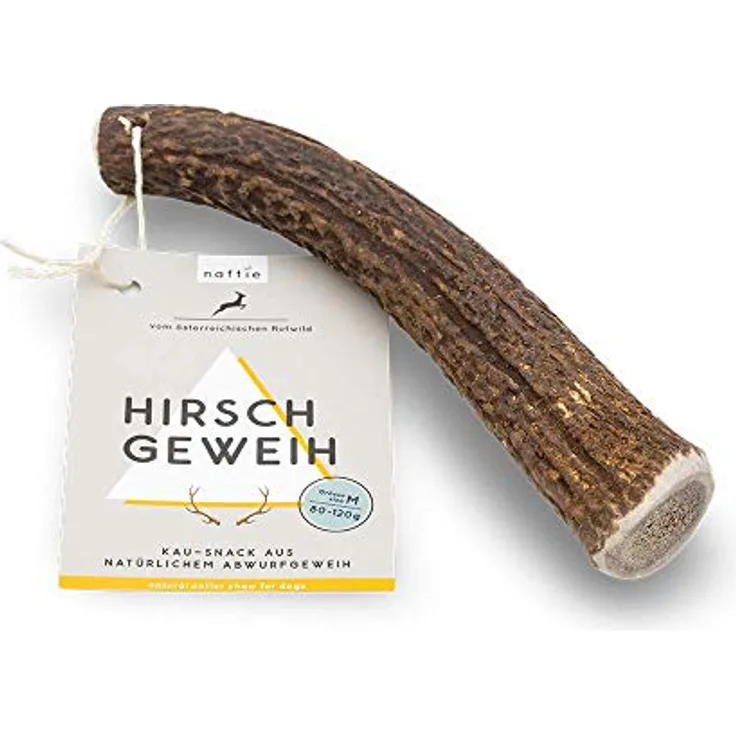 naftie Hirschgeweih Geweihstück ganz - Geweih Kau-Knochen - XS für Welpen und kleine Hunde - mineralstoffreich, geruchsarm & langlebig