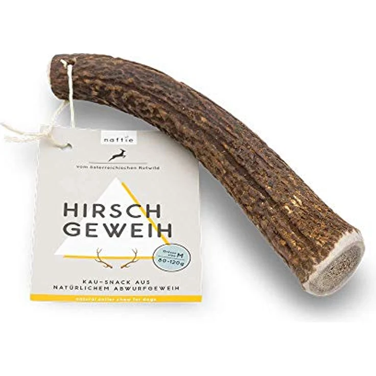 naftie Hirschgeweih Geweihstück ganz - Geweih Kau-Knochen - XS für Welpen und kleine Hunde - mineralstoffreich, geruchsarm & langlebig – Bild 1