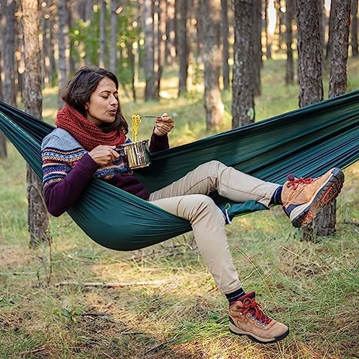 Esbit Campingkocher, kompakter Spiritus-Gaskocher mit 2 Edelstahltöpfen (985 ml und 470 ml), praktischem Netzbeutel und klappbarem Flammenregulierer, Aluminium Stand mit Brenner – Bild 8