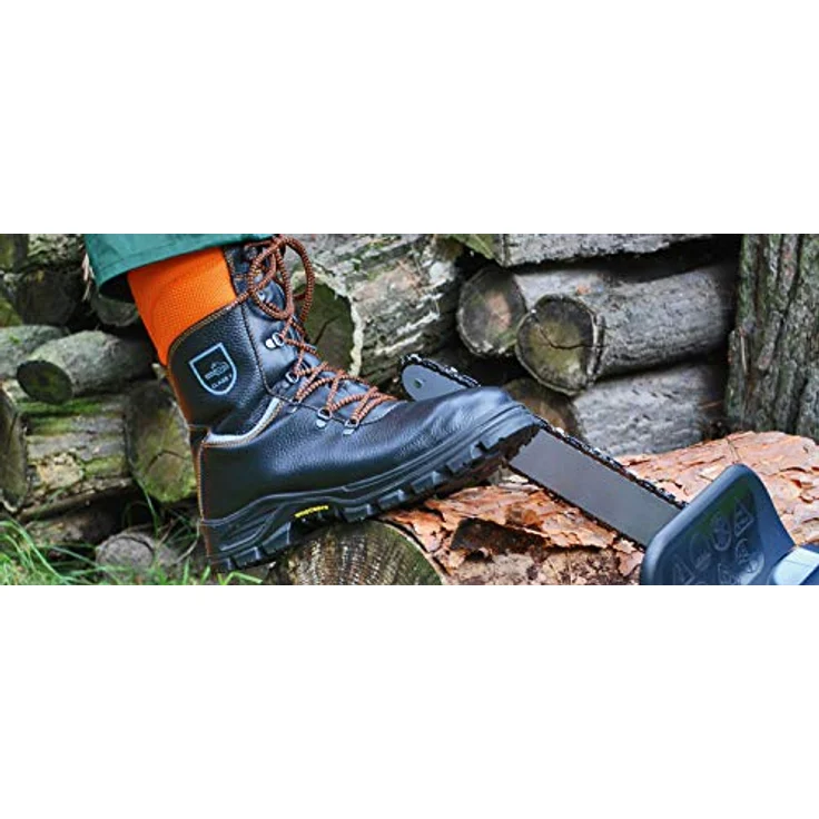 Trend Line Woodsafe Schnittschutzstiefel S3 schwarz Sicherheitsschuh, Vibram®-Laufsohle, Größe 46, wasserabweisendes Leder, antistatisch, öl- und kraftstoffbeständig – Bild 2