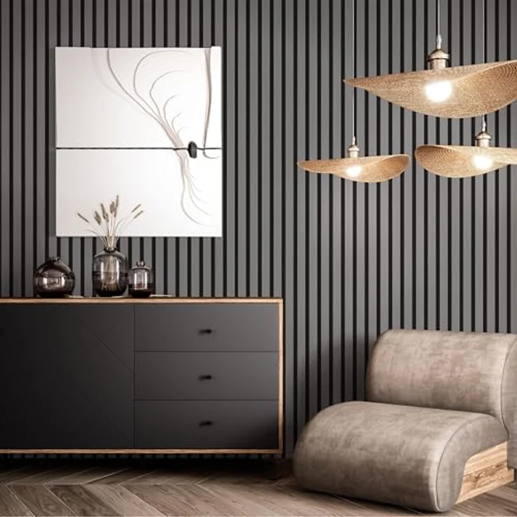Newroom Tapete Grau Vlies Holzpaneele, 3D Laminat Design für Wohnzimmer und Schlafzimmer, 10,05 m x 0,53 m, Made in Germany – Bild 5