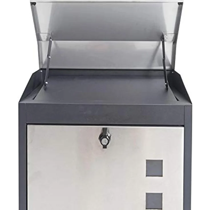PROREGAL XXL Briefkasten, abschließbar, pulverbeschichtet, schwarz-Edelstahl, HxBxT 52x44x25cm, geeignet für Päckchen und Büchersendungen – Bild 6