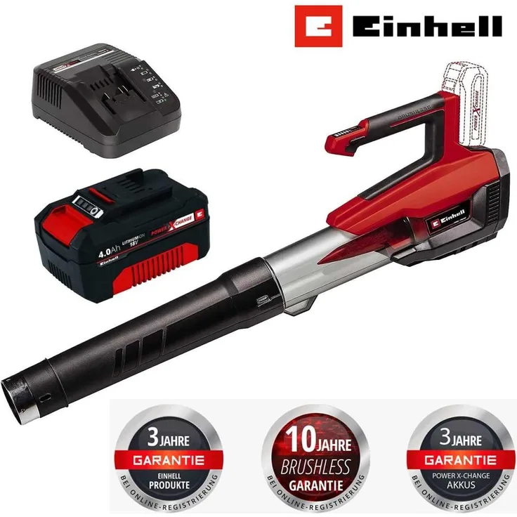 Einhell Akku-Laubbläser Einhell GP-LB 18/200 Li E bürstenloser Motor mit Akku / Ladegerät, Power X-Change, PurePOWER Brushless Motor