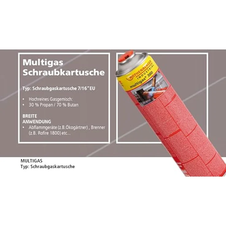 Rothenberger Multigas 300 - Duopack Vorteilspack 2x 600 ml, Anschluss: 7/16“ EU Norm - Preisvergleich – Bild 2