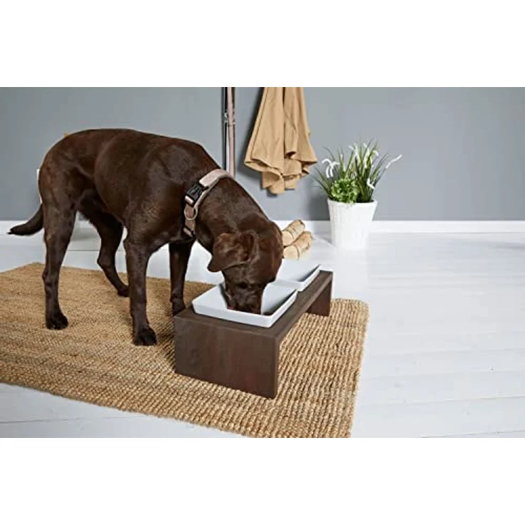 Replus | Futterstation Meshidai Doppelnapf in Walnuss | L 52 x B 26 x H 15 cm, 2 x 900 ml – Bild 3