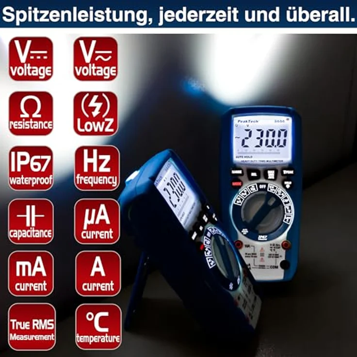 PeakTech 3444 - Multimeter digital 6000 Counts TRMS IP67 – Bild 3