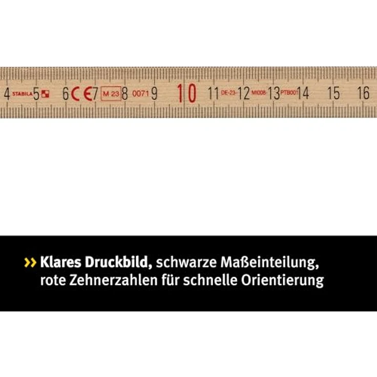 STABILA Zollstock Type 507 N, 2 m, naturfarben, metrische Skala, umschließende Gelenkplatten, Meterstab mit dünnen, hochelastischen Holzlättchen – Bild 3