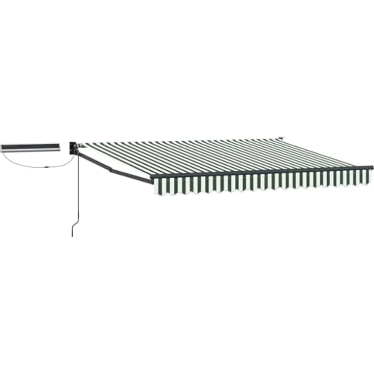 vidaXL Elektrische ausziehbare Markise, Grün/Weiß, Anthrazit, 3,5 x 2 m, mit Solarpanel und Fernbedienung – Bild 1