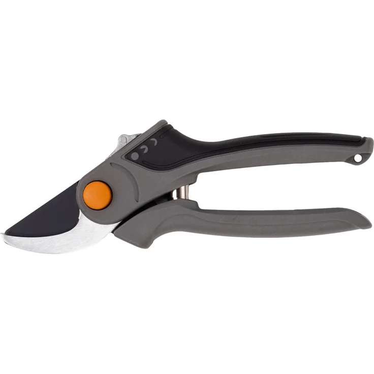 Primaster Bypass-Gartenschere 25 cm, ergonomische Astschere mit antihaftbeschichtetem Obermesser, grau/orange