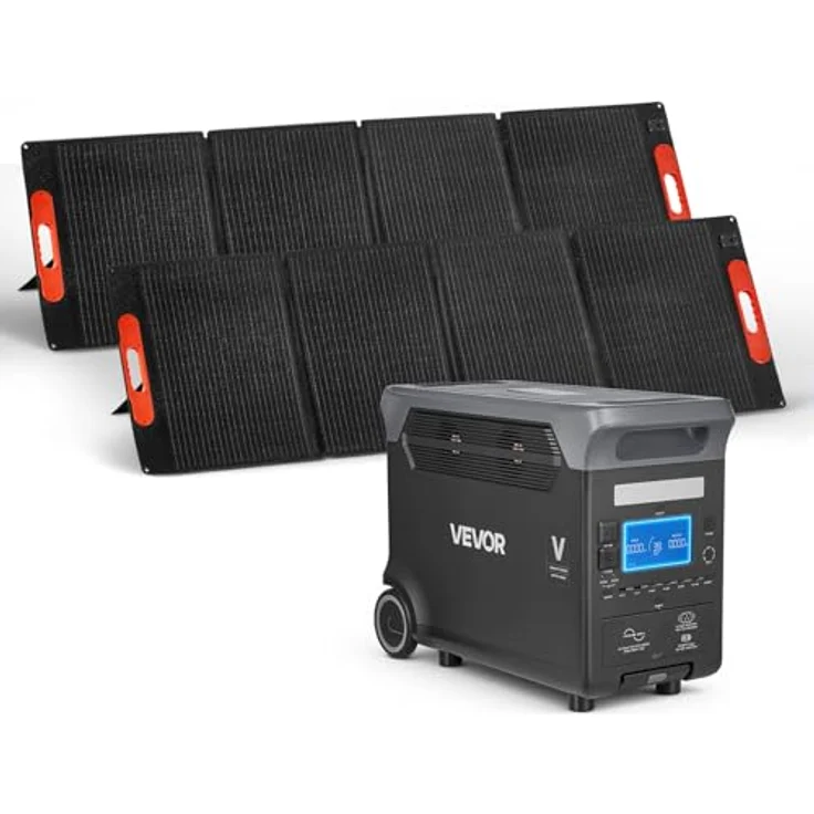 VEVOR Tragbare Powerstation LW3000, 3072 Wh LiFePO4 Akku, 3000 W Solargenerator mit 2 x 200 W Solarpanels und 13 Ausgängen, ideal für Notfälle, Camping und Reisen mit Wohnmobil – Bild 1