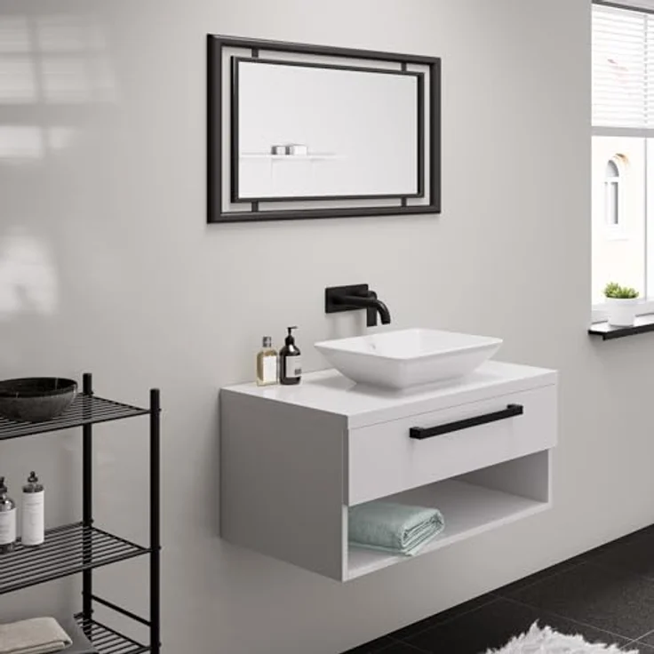 hansgrohe Vernis Shape, Badarmatur für Unterputz-2-Loch-Waschtisch, Einhebelmischer mit mattschwarzer Oberfläche, EcoSmart und AirPower Technologie – Bild 3
