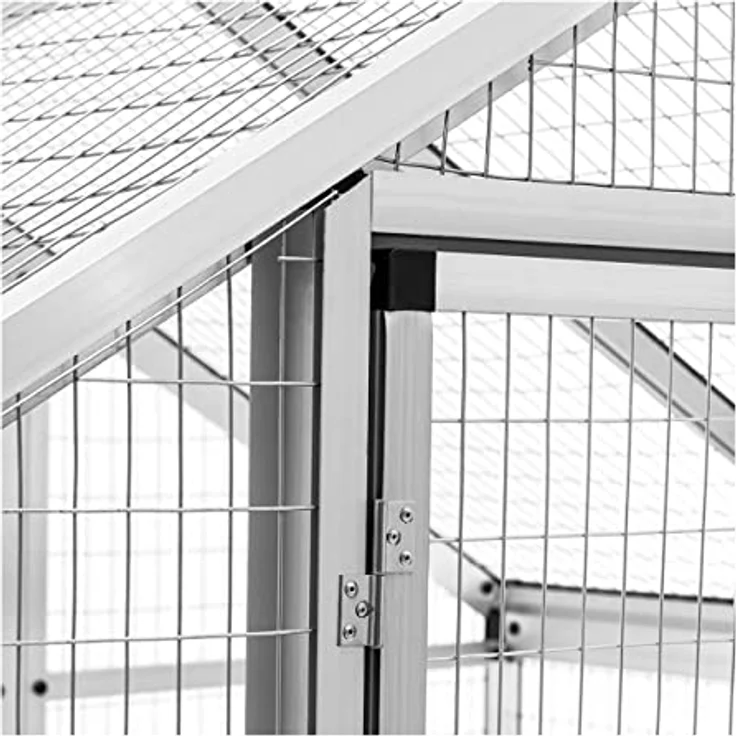 Wiesenfield WIE-BC-200 Außenvoliere Aluminium, geräumig 122 x 178 x 195 cm, rostfrei, für Hühner und Ziervögel – Bild 2