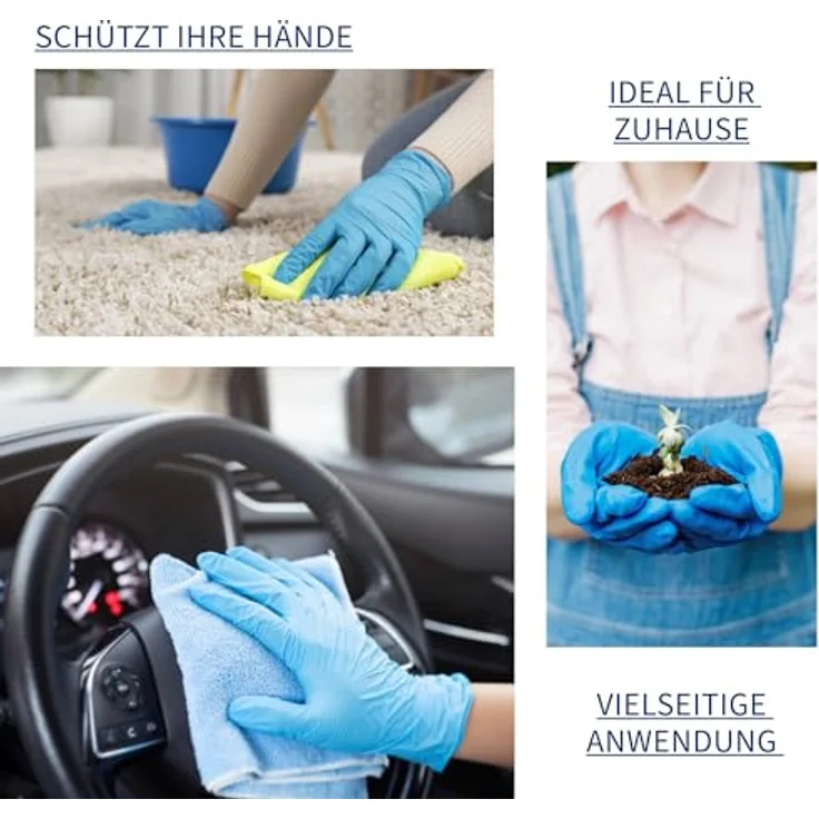 ABENA Nitril Einweghandschuhe 200 Stück Pack (Größe M) Lebensmittelecht, Reißfest, Latexfrei, Puderfrei, Hygienische Handschuhe (Blau) – Bild 4