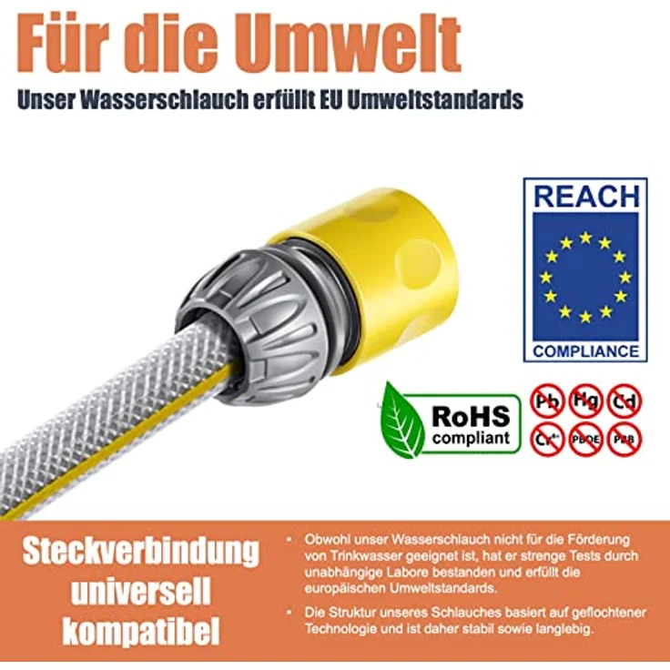 Fanztool Wandschlauchbox FANZTOOL 35m+2m Schlauchbox Set mit Wandhalterung, FlexiStop-Funktion, 8 Funktionen Handbrause, umweltfreundlicher Wasserschlauch - Grau – Bild 5