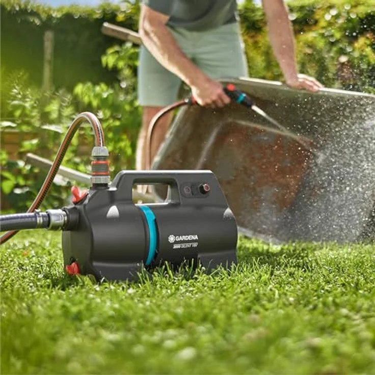 Gardena Akku-Gartenpumpe 3000 Silent 18V P4A solo, Wasserpumpe mit 3000 l/h Fördermenge, stufenloser Druckeinstellung und UV-geschütztem Gehäuse – Bild 2
