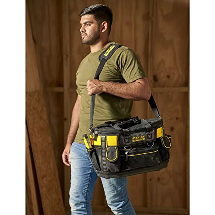 Stanley FatMax Werkzeugtasche - Werkzeugbeutel (50x33x31cm, mit runder Öffnung, formstabile Konstruktion, leicht zugängliche Fächer, ergonomischer Handgriff) FMST1-70749 – Bild 6