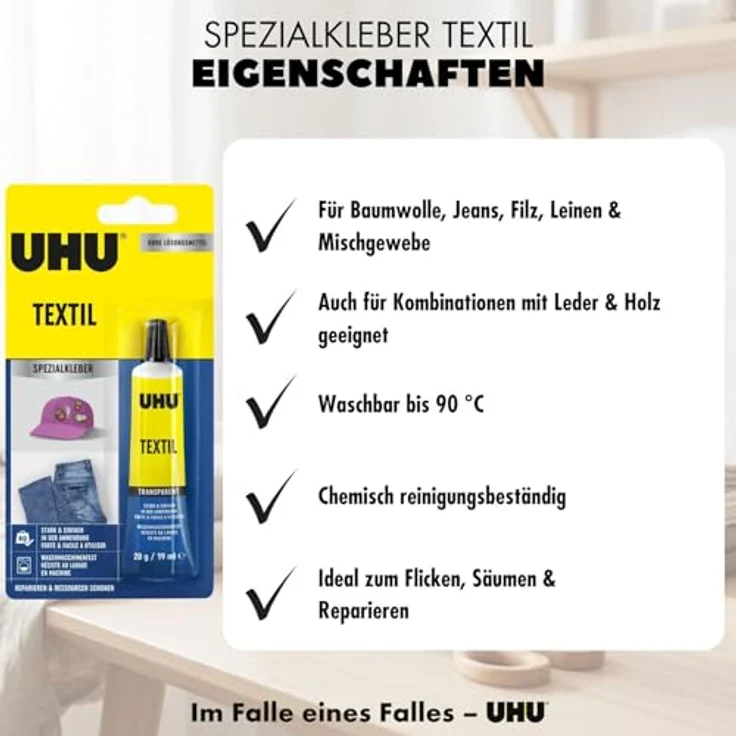 UHU 48665 Spezialkleber, Textilien, Tube mit 20 g – Bild 4