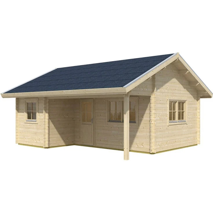 Skanholz Gartenhaus Ontario, BxT: 680x580 cm, mit Lattung, hochwertiges nordisches Fichtenholz, 70 mm Wandbohlen, Chalet-Eckfräsungen