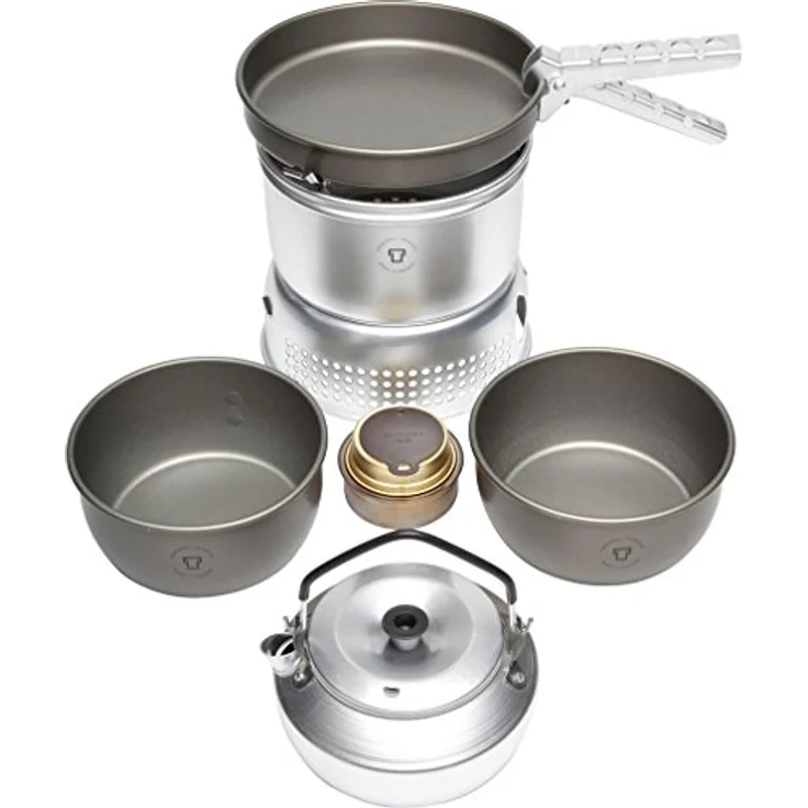 Trangia 27, Campingkocher Gaskocher für 1-2 Personen, hartanodisiertes Aluminium, ultraleicht, mit 2 Töpfen, Bratpfanne und Wasserkessel – Bild 6