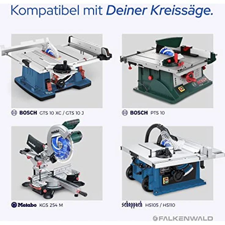 FALKENWALD ® Sägeblatt 254x30 für Holz, 80 HM Zähne, kompatibel mit Bosch GTS 10 XC & Metabo KGS 254 M, für feine und präzise Schnitte – Bild 4
