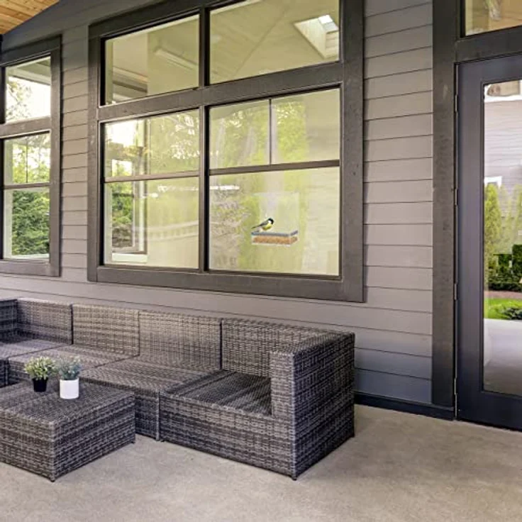 Relaxdays Vogelfutterhaus, Vogelfutterspender aus Acryl, Vogelhaus für Fensterscheibe, 16,5 x 15 x 7,5 cm, transparent – Bild 5