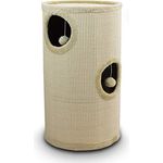 BITUXX® Sisaltonne Kratztonne Katzentonne Katzenbaum Katzenhöhle Kratzbaum mit Plüsch und Sisal (70cm, Beige)