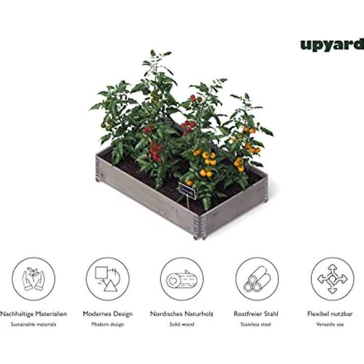Upyard GardenBox - modernes Hochbeet aus Paletten - modulares Paletten-Hochbeet aus Naturholz für Garten und Terrasse - PEFC-Zertifiziert, 120x80x19,5, Grau – Bild 4