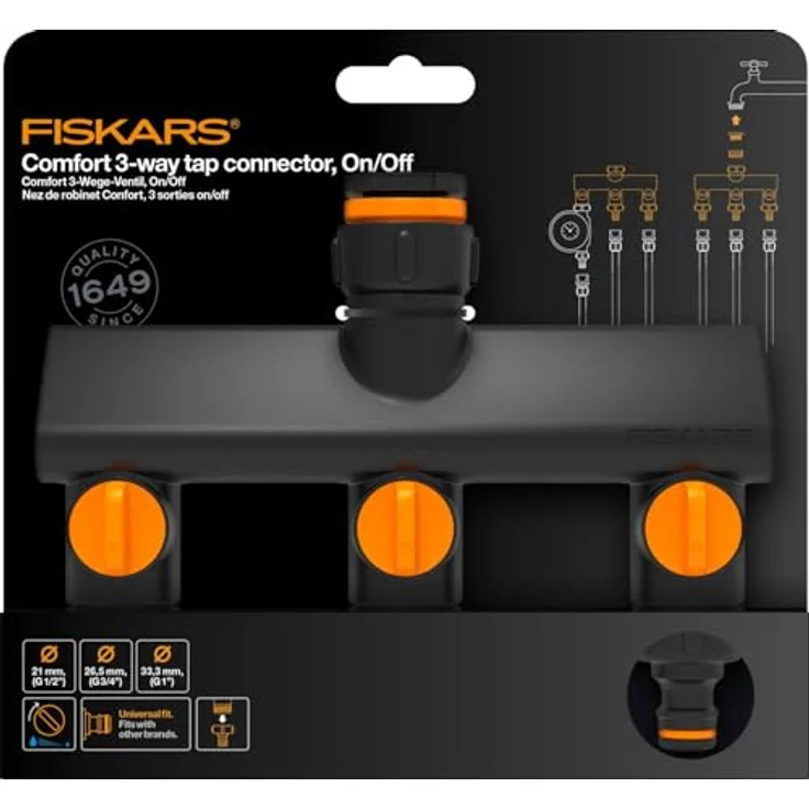 Fiskars 3-Wege-Umschaltventil, Anschluss für Ø 21 mm (G 1/2"), Ø 26,5 mm (G 3/4"), Ø 33,3 mm (G 1"), individuell steuerbare Wasserflüsse – Bild 7