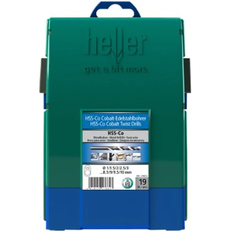Heller 21962 4 HSS Metall-Spiralbohrer-Set 19teilig, Cobalt DIN 338 Zylinderschaft für V2A-Nirosta® und Sonderlegierungen – Bild 1