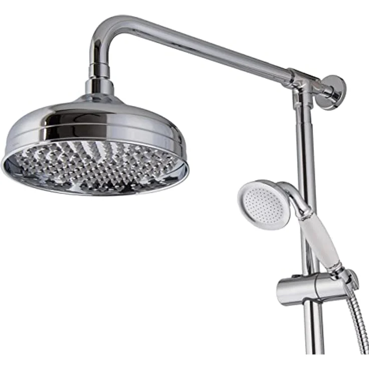 PaulGurkes Aufputz Duschsystem Retro Nostalgie Regendusche Set Duschsäule Antik Duschset Dusche Brausegarnitur mit Kopfbrause Regenbrause Dusche komplett Set mit Duschkopf Duschsystem mit Regendusche – Bild 3