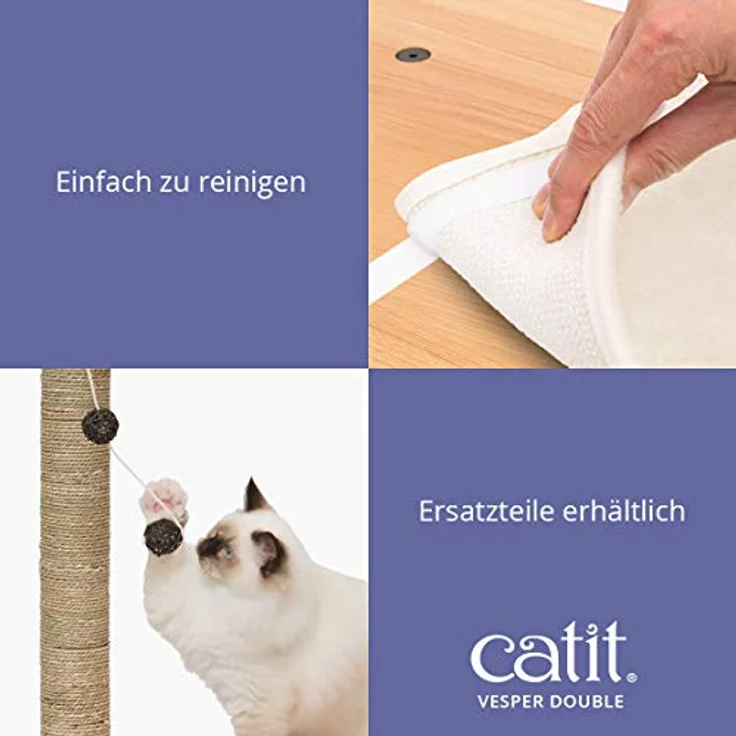 VESPER Catit 52048 Vesper Katzenmöbel Double, walnuss, zwei Kubus-Höhlen mit einer Plattform, 1 Stück (1er Pack) – Bild 5
