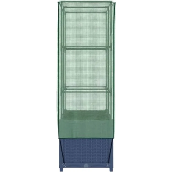 vidaXL Hochbeet Hochbeet mit Gewächshaus-Aufsatz Rattan-Optik 80x40x138 cm (Dunkelgrau) – Bild 8