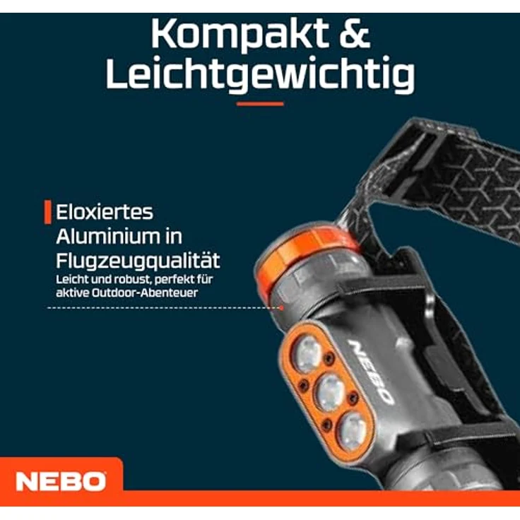 NEBO Transcend 1500 - Aufladbare Stirnlampe mit 1500 Lumen - Schwarz – Bild 4