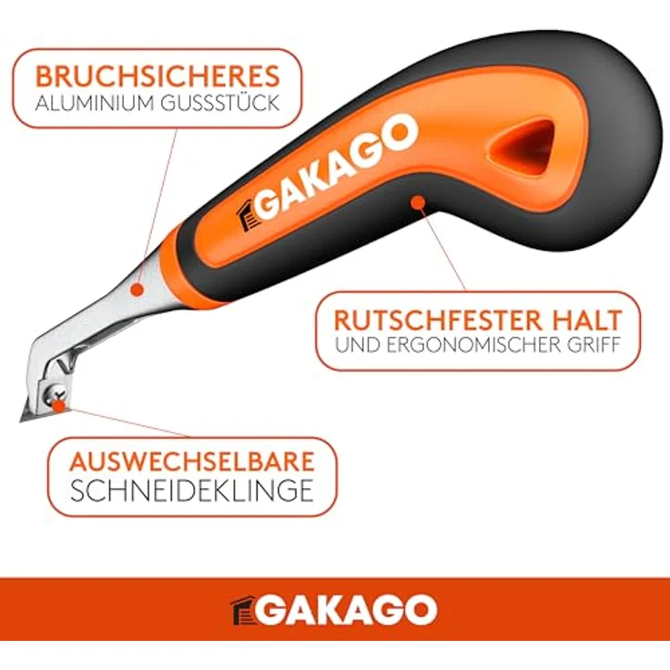 Gakago Kraft-Schaber mit Dreieck-Ziehklinge aus Wolframcarbid, ergonomisch & rutschfest, leicht, für Holz, Metall, Beton oder Stein – Bild 5