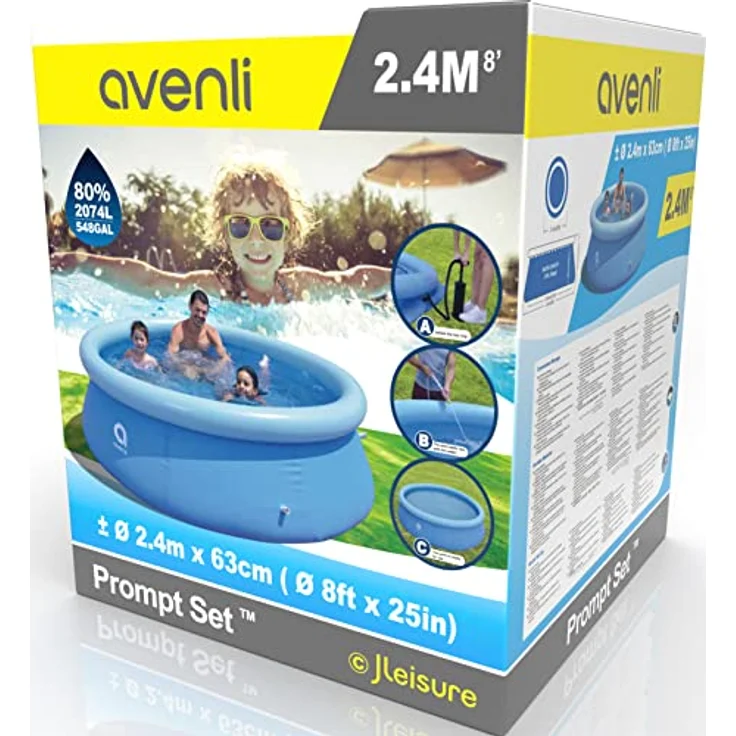Avenli Prompt Set Ø 240x63cm Quick Up Pool, mit aufblasbarem Ring ohne Zubehör, blau – Bild 5