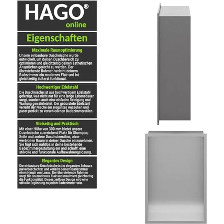 HAGO Duschwand DIY Duschnische Edelstahl gebürstet - Maximale Raumoptimierung und Elegantes Design – Bild 5