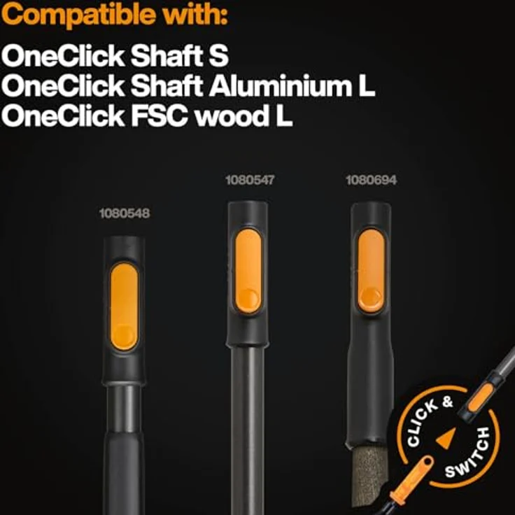 Fiskars OneClick Kombihacke, 2-in-1 Aufsatz zum Lockern und Unkrautjäten, müheloser Wechsel mit nur einem Klick, Borstahl, Breite: 5 cm, Schwarz/Orange, 1080695 – Bild 3